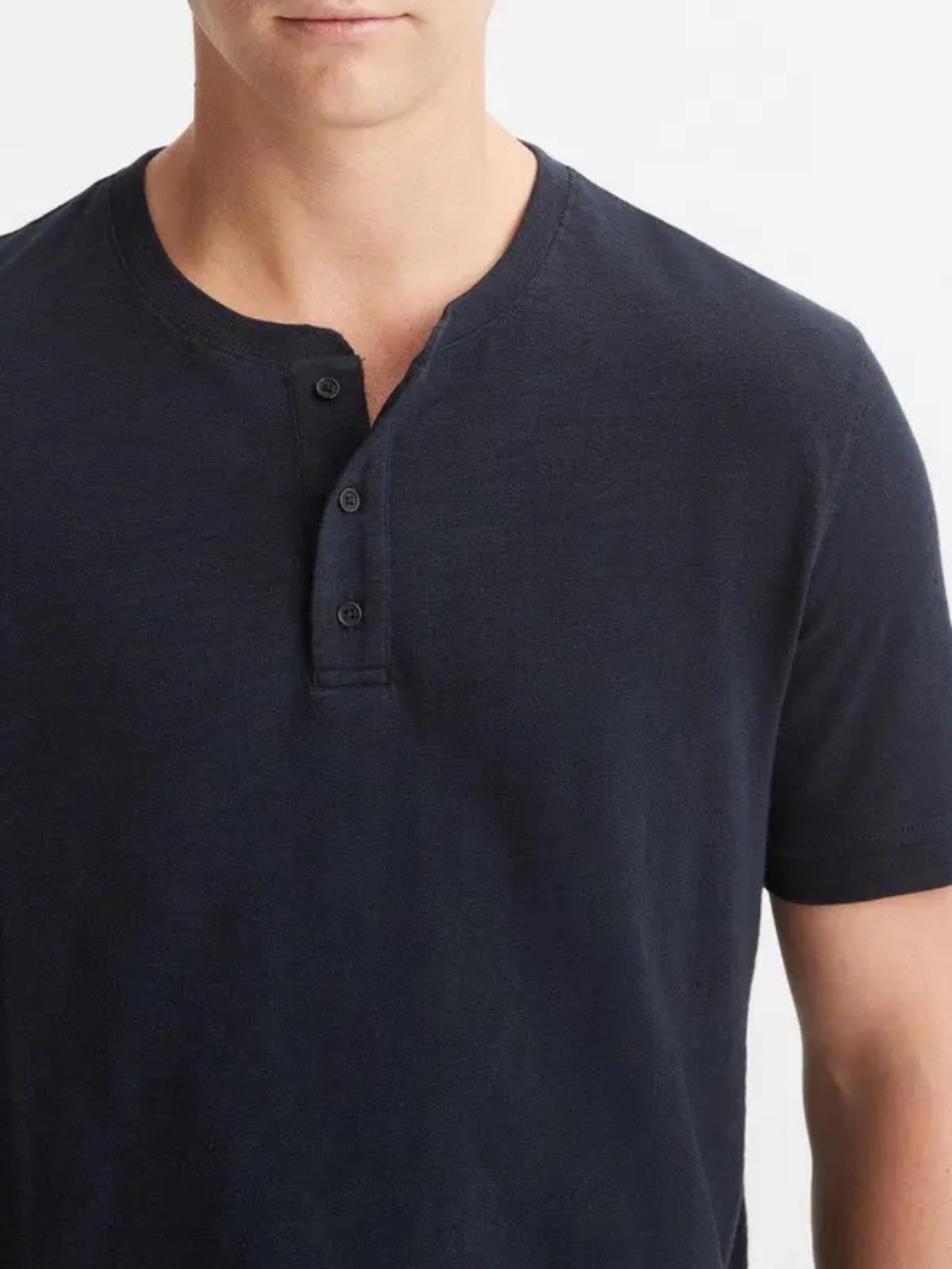 Vince Blue Slub Cotton Short Sleeve Henley Tee Shirt Large